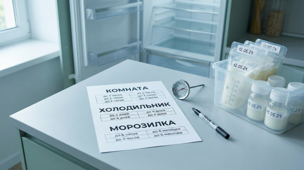 Сколько хранится грудное молоко в холодильнике и морозилке