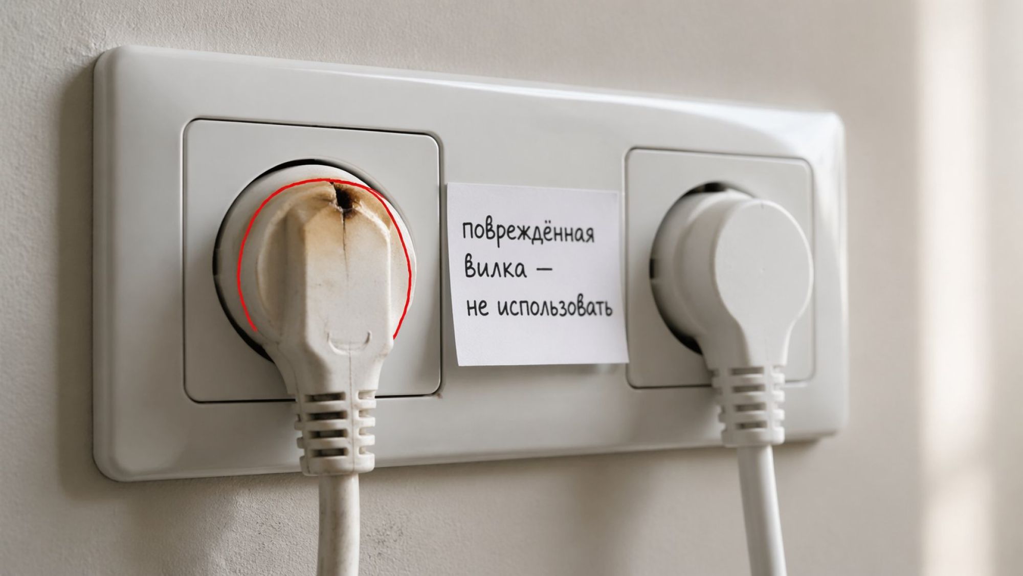 Современная кухня или коридор с видимым фрагментом стиральной машины сбоку. На переднем плане человек в повседневной одежде стоит посредине сцены и по шагам проверяет электросеть