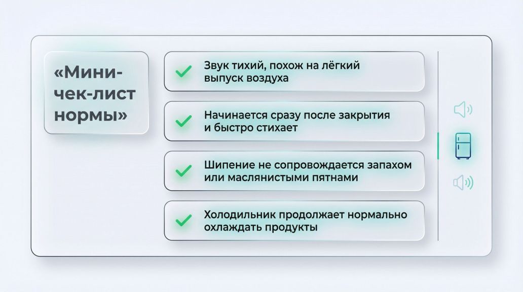 Современная кухня в мягких нейтральных тонах, на переднем плане крупно показан холодильник в момент сразу после закрытия двери. На двери видна рука человека, дверь почти прижата