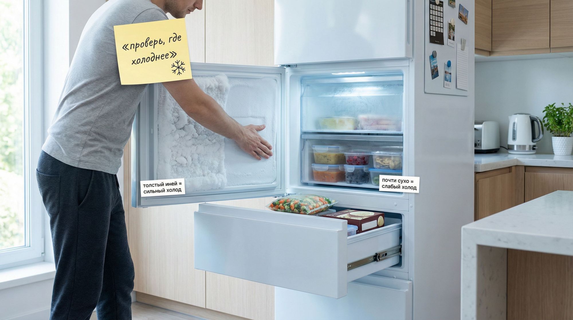 Простая вертикальная инфографика «шаг за шагом» с тремя крупными блоками. Слева от каждого шага минималистичная иконка, справа текст. Вверху заголовок: «Как зафиксировать перекос