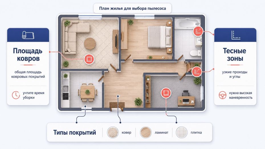 Светлая схематичная иллюстрация-план, напоминающая простой чертеж квартиры сверху. В центре — крупный прямоугольный план жилья без лишних деталей, в современном минималистичном