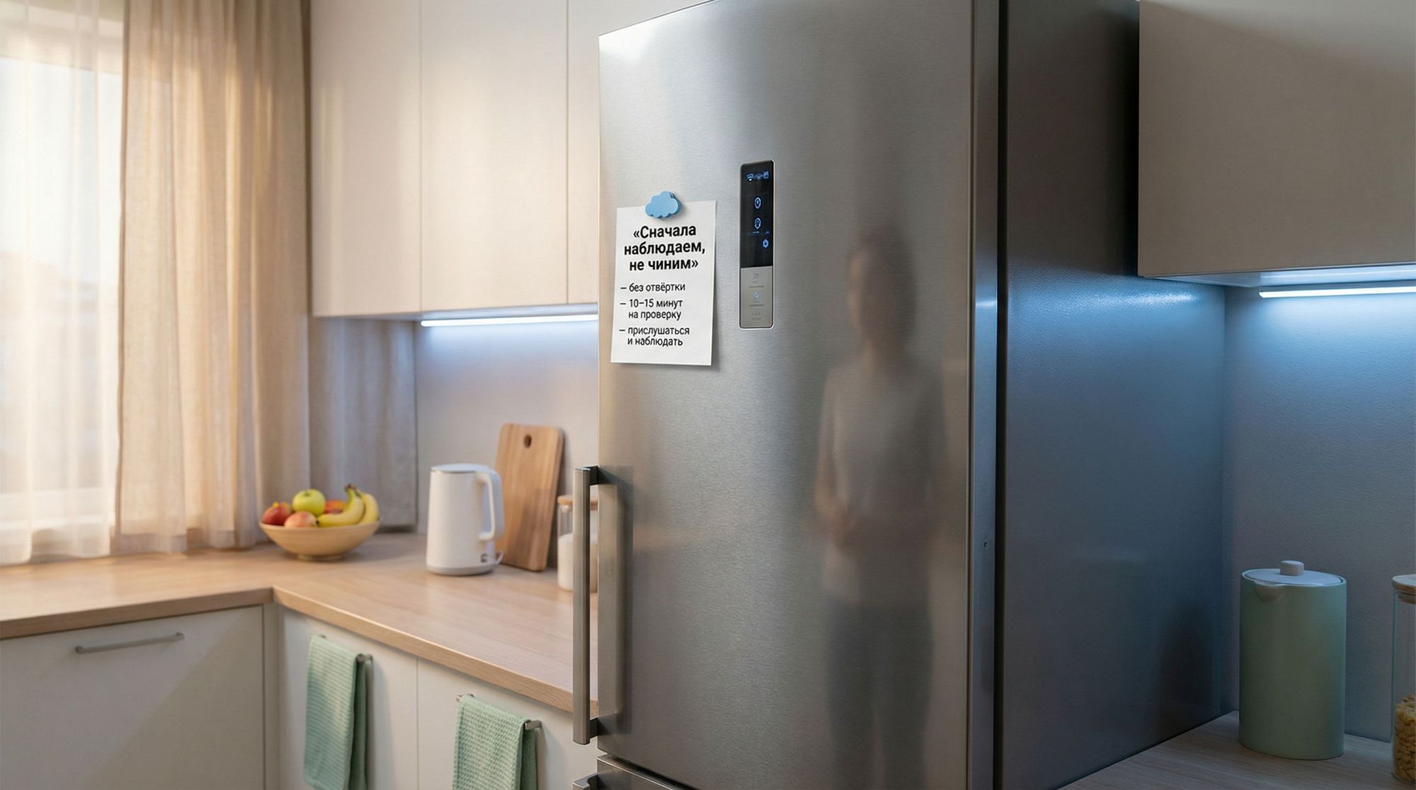 Простая инфографика в виде вертикального чек-листа на светлом фоне. Слева — крупные иконки, справа — текстовые строки. Вверху заголовок: «Что проверить и записать после грозы»